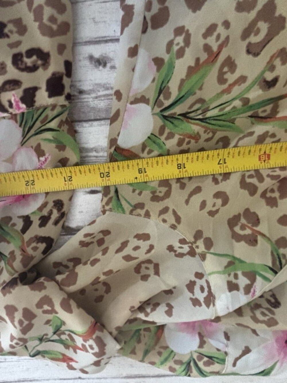Laura Scott Woman Animal Print and Floral Blouse Top Cami Sheer Brown Pink 12‎ - Picture 11 of 12